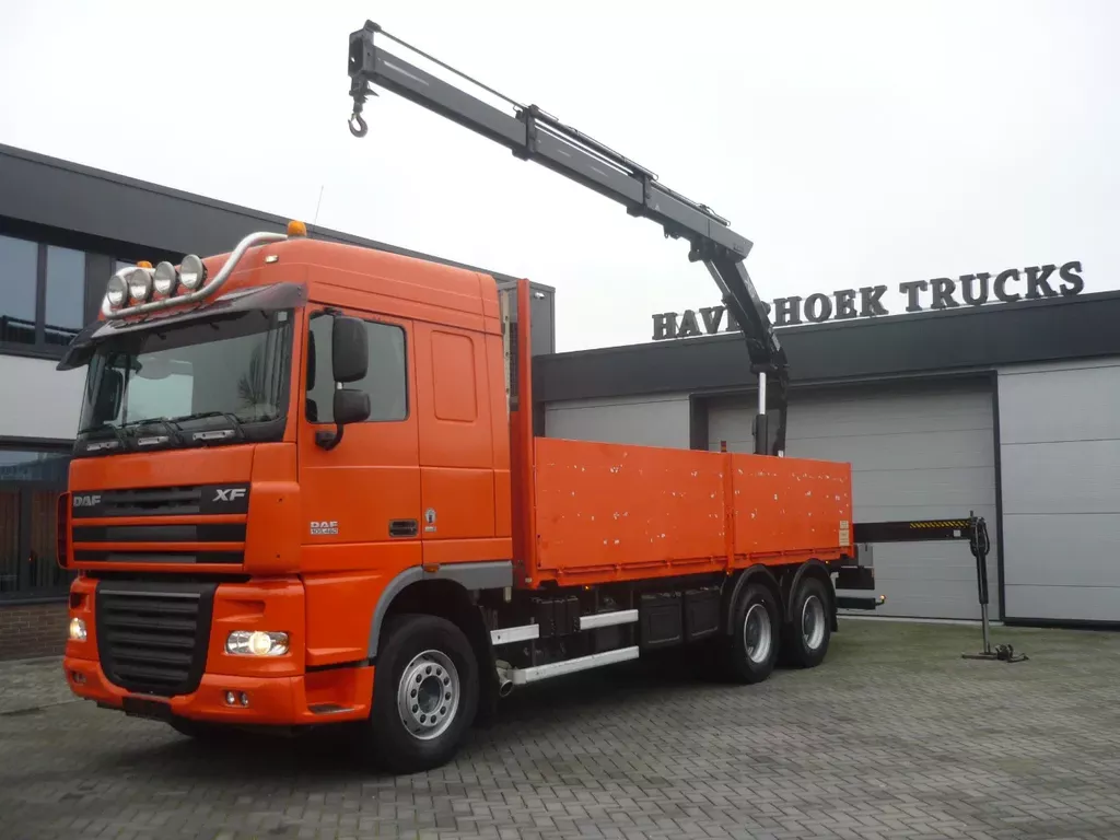 DAF XF 105.460 euro 5 6x4 Open Box Container transport and crane Hiab 166